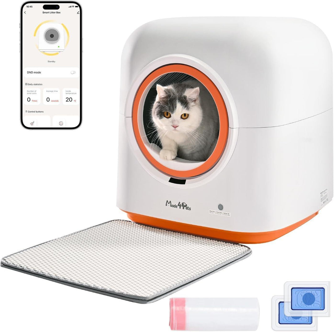 60L automatic cat litter box with app control, multi-cat tracking, deodorizing, and UV sterilization features