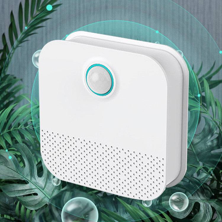 Automatic pet odor purifier and air freshener device designed for cat litter box deodorizing and freshness maintenance.
