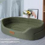 Load image into Gallery viewer, Olive green four seasons pet bed with raised edges and cushioned anti-bite mattress for dogs and cats
