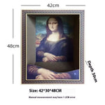 Load image into Gallery viewer, Mona Lisa cat nest photo frame with scratching board and cozy pet bed, dimensions 42x30x48 cm.
