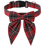 Load image into Gallery viewer, Adjustable red plaid Christmas dog bow tie collar for small to large dogs with quick-release buckle and metal ring.
