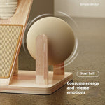 Load image into Gallery viewer, Sisal ball attached to wooden cat climbing frame for cats to play, expend energy, and release emotions.
