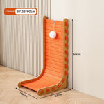 Load image into Gallery viewer, Vertical sisal cat scratch board with felt guard and hanging pompom toy in tangerine color, measuring 30x33x60cm.
