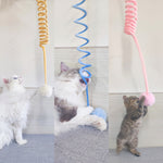Load image into Gallery viewer, Cats playing with spring suction cup toys featuring colorful rabbit fur balls for interactive exercise and fun
