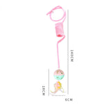 Load image into Gallery viewer, Pink interactive spring cat toy with suction base, rabbit fur ball, and feather teaser for pet play and exercise
