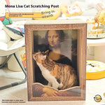 Load image into Gallery viewer, Cat scratching a Mona Lisa themed board with ornate photo frame design in a cozy indoor setting
