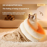 Load image into Gallery viewer, Cat sitting inside a warm, plush, semi-enclosed pet sleeping bag with soft velvet and lambswool lining.
