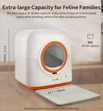 Load image into Gallery viewer, 60L smart automatic cat litter box with large capacity and mesh mat for multi-cat families, reduces scooping frequency
