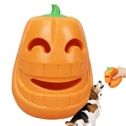 Indestructible pumpkin-shaped tough chew toy for aggressive dogs and puppies, designed for heavy chewing.