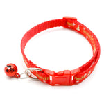 Load image into Gallery viewer, Adjustable red Christmas pet collar with Father Christmas text and attached bell for dogs and cats holiday accessories
