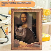 Decorative Mona Lisa cat nest photo frame combining a cat bed and scratch board for pets.