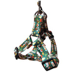 Load image into Gallery viewer, Adjustable Christmas dog harness and leash set with holiday-themed polyester fabric for small to large dogs.

