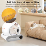 Load image into Gallery viewer, Smart self-cleaning cat litter box with crystal lattice filters compatible with various types of cat litter in modern living room.

