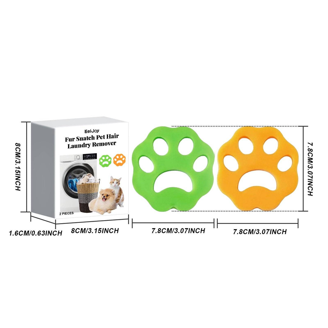 2-pack reusable pet hair removers for laundry shaped like paw prints, designed to catch lint and fur in washing machines.