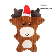 Tear-resistant plush reindeer Christmas toy with squeaker for cats and dogs, measuring 20 by 13 cm and weighing 45 grams.