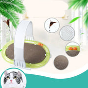 4-in-1 multifunctional pet toy with scratcher, teaser, feeder, and play center features for cats and small pets
