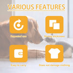 Load image into Gallery viewer, Dog and cat facing each other with icons highlighting pet hair remover features: reusable, strong stickiness, portable, gentle on clothes
