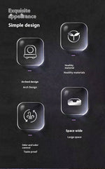 Load image into Gallery viewer, Icons highlighting simple design, healthy materials, arched shape, odor control, and spacious interior of a cat litter box.
