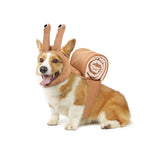 Load image into Gallery viewer, Corgi dog wearing a brown cat snail headdress Halloween costume with polyester snail shell outfit
