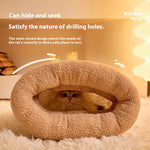 Load image into Gallery viewer, Cozy semi-enclosed plush pet sleeping bag with warm velvet and lambswool, perfect for cats and small dogs in winter
