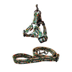Load image into Gallery viewer, Adjustable Christmas dog leash and chest harness set with holiday-themed pattern for small to large dogs.

