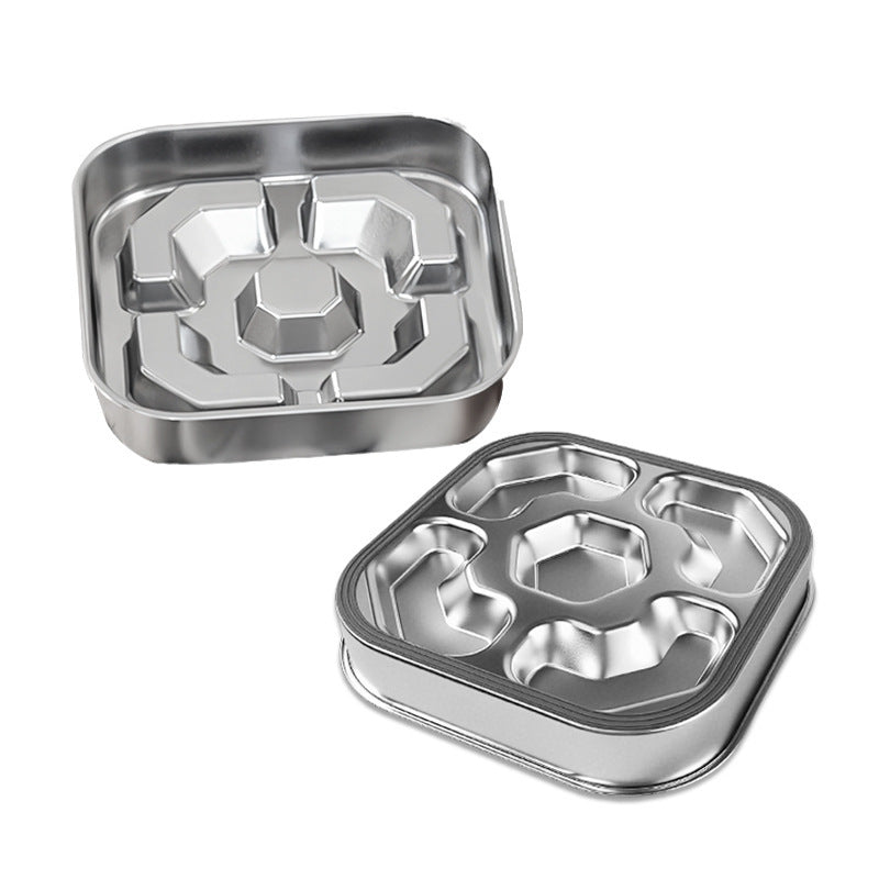 Pet Square stainless steel slow feeding bowl with bone-shaped anti-choke design and non-slip base for dogs and cats.