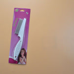 Load image into Gallery viewer, White stainless steel flea comb for pets in retail packaging, anti-flea grooming tool for dogs and cats, gentle and effective.