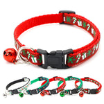Load image into Gallery viewer, Red Christmas pet collar with bell and festive holiday patterns for dogs and cats holiday accessory
