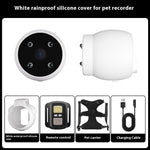 Load image into Gallery viewer, White rainproof silicone cover and accessory kit for pet recorder collar with remote, carrier, and charging cable.
