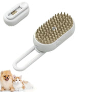 3-in-1 cat steam brush with soft silicone bristles for grooming, shedding control, and enhancing pet coat shine.