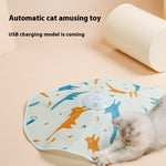 Load image into Gallery viewer, Electric cat teaser toy with feather necklace on turntable mat, rechargeable USB automatic pet amusement toy
