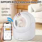 Load image into Gallery viewer, Smart automatic cat litter box with app control, supports 2.4GHz and 5GHz WiFi, self-cleaning with 10L drawer.
