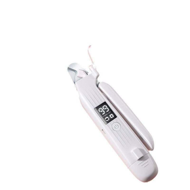 White precision pet nail clipper and trimmer with digital display for dogs and cats grooming.