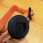 Load image into Gallery viewer, Reflective adjustable orange pet collar with black Airtag holder and bell attachment for cats and small dogs
