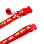 Load image into Gallery viewer, Adjustable red Father Christmas pet collar with gift box pattern and small bell for dogs and cats holiday accessory
