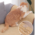 Load image into Gallery viewer, Orange and white cat scratching a durable sisal mat on a sofa, showing mess-free cat scratch protection.
