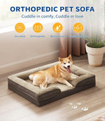 Load image into Gallery viewer, Large orthopedic dog sofa bed with washable cover, waterproof liner, and supportive egg crate foam mattress.
