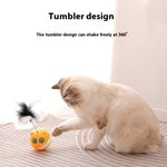 Load image into Gallery viewer, Cat playing with a rotating feather cat toy with tumbler design and 360-degree shaking interactive features.
