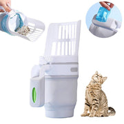 Wide cat litter scoop with refill bags and self-cleaning bin kit for easy cat litter cleanup and disposal