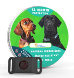 Load image into Gallery viewer, Natural flea collar for dogs and cats with black pendant, 12-month protection, waterproof and made with essential oils for safe pest control.
