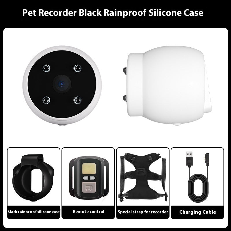 Black rainproof silicone case and accessories for pet recorder collar with camera and GPS tracker for cats and dogs