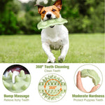 Load image into Gallery viewer, Small dog chewing green bite-resistant teeth cleaning chew toy with textured bumps for massage and dental care
