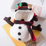 Load image into Gallery viewer, Christmas snowman pet costume with hat, scarf, and buttons, designed for small dogs and cats holiday dress up.
