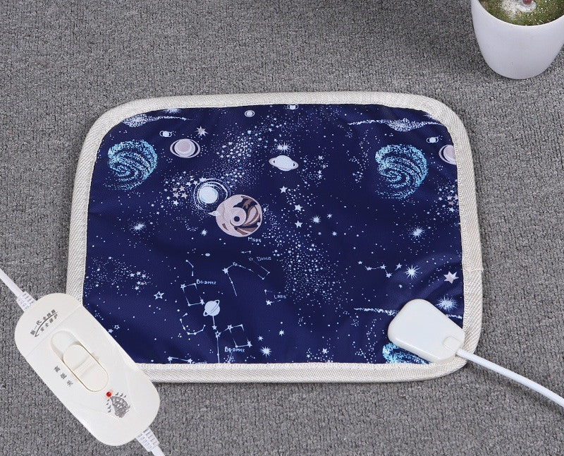 Electric heating blanket for pets with constellation design, safe and cozy heating pad for kittens, puppies, and dogs.