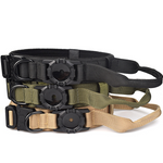 Load image into Gallery viewer, Three Airtag dog collars in black, green, and tan with secure protective covers and adjustable straps.
