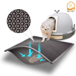 Load image into Gallery viewer, Cat litter mat with honeycomb pattern and cat peeking out from a pet house