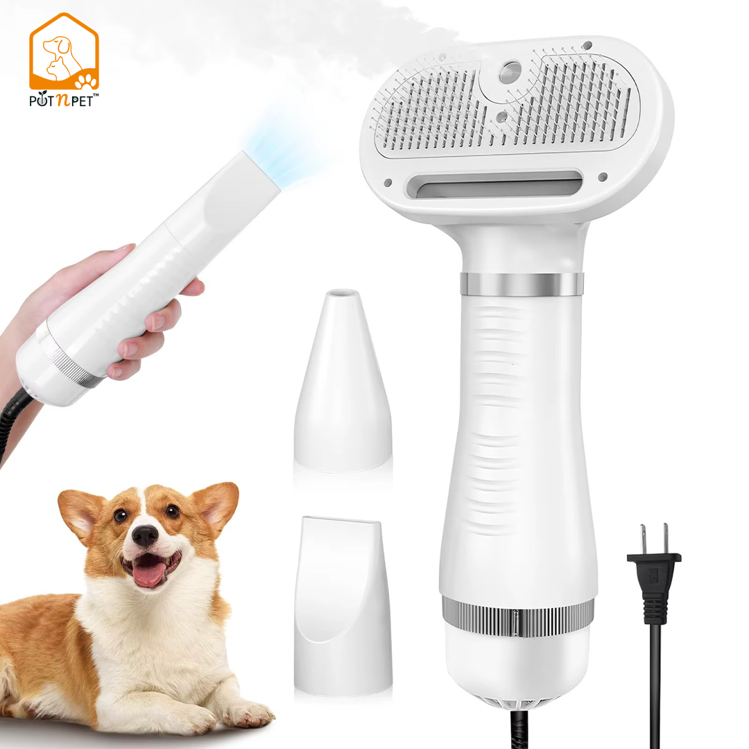 Pet Air Dryer with Hot Spray – One-Click Hair Removal Blower for Dogs & Cats | Fast Drying, Quiet, Portable Grooming Tool for Home & Pet Salons