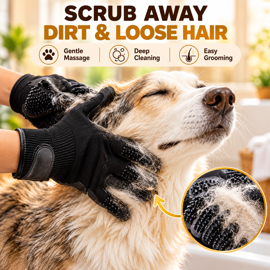 Pet Grooming Glove for Dogs, Cats – Massage, Shedding & Hair Removal Glove, Bath & Grooming Brush, Lightweight & Flexible