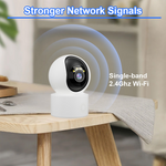 Load image into Gallery viewer, WiFi pet camera on table showing single-band 2.4GHz Wi-Fi for stronger network signals indoors
