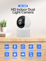 Load image into Gallery viewer, Indoor WiFi pet camera with 5MP HD, night vision, voice intercom, humanoid tracking, and cloud storage features
